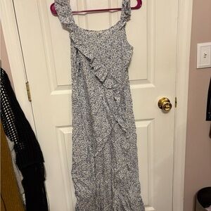 Madewell Floral Blue Ruffle Dress